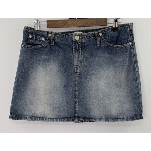Vtg Paris Blues‎ Juniors Jean Denim Mini Jean Skirt Distressed Sz 11 Y2K 90’s - Picture 1 of 13